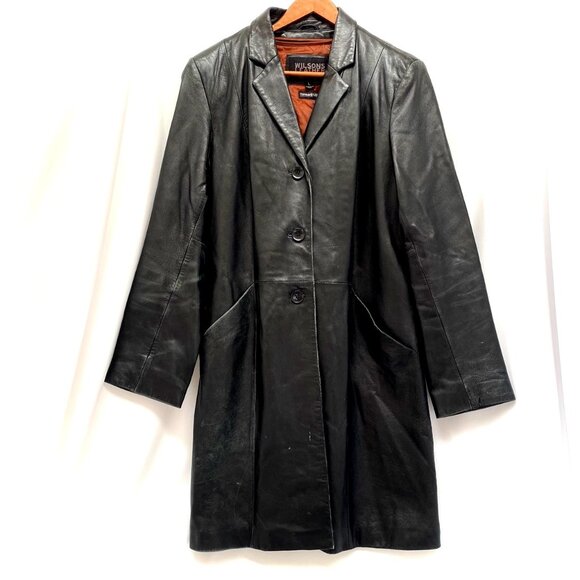 WILSONS Womens Distressed Soft Leather Jacket Size L Button Grunge 90s Y2K Goth - Picture 1 of 16